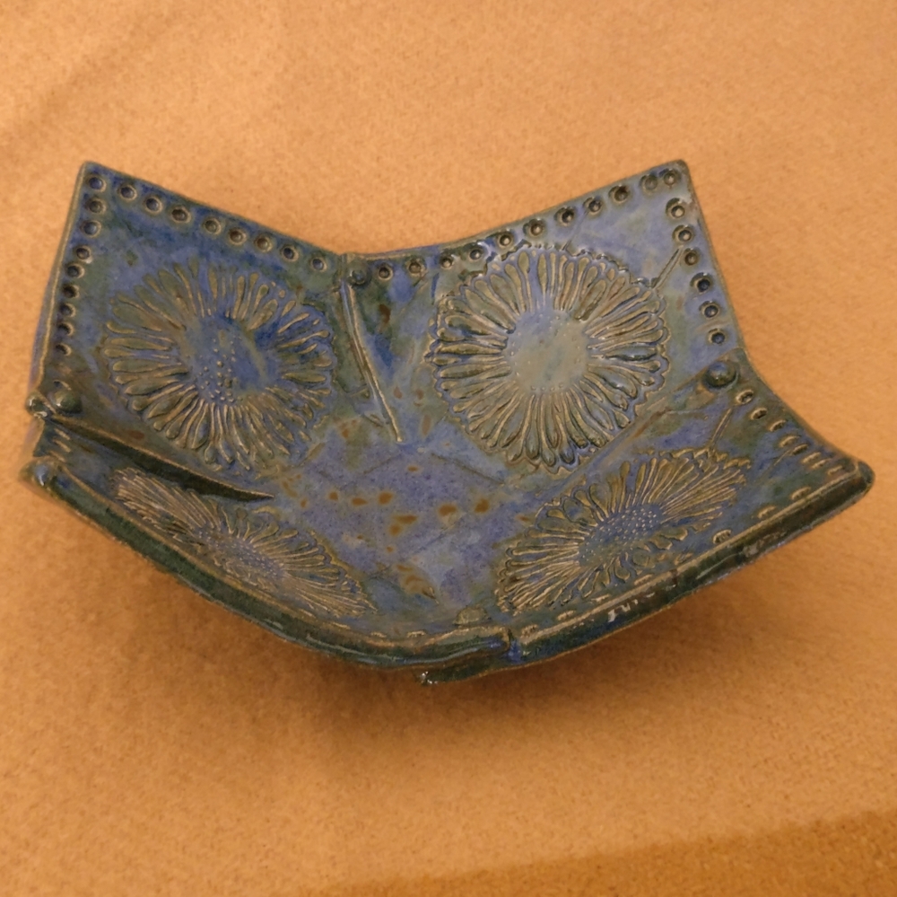 Handmade Ceramic Floral Folded Bowl